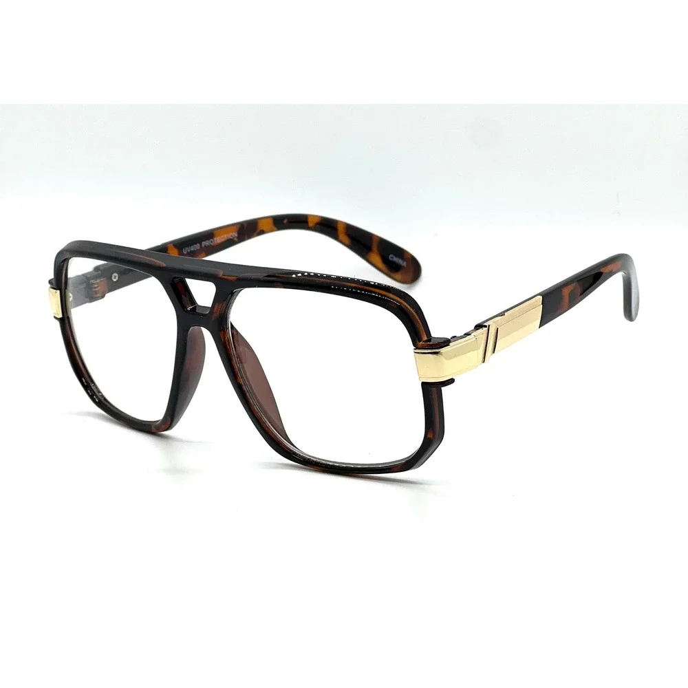 Designer Inspired Sunglasses Women Tortoise Gold Trim Clear Lens Butterfly Gafas